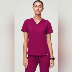 Figs Dark Magenta Medium Auburn V-Neck Scrub Top